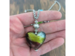 Collier cœur et perles Murano, chaîne en acier inox
