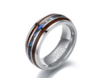 Bague en titane pour hommes, rainure de 8mm en bois hawaïen et coquille d'ormeau