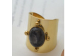 Bague large en acier inoxydable couleur or, labradorite