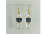 B.O. en perles de verre cristal/bleu foncé/doré