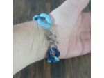 Bracelet gros maillons bleu/bleu ciel argenté 22mm
