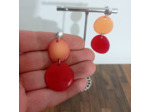 Boucles d'oreilles Synthia rouge-saumon en ivoire végétal