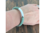 Bracelet tube tons vert olive greige marbré argenté 32mm