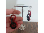 Boucles d'oreilles Mina rouge-noir en ivoire végétal