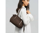Lancaster Velvet Emma Sac Porté Epaule 518-096 Aspect Suédine Marron