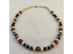 Collier œil de tigre/pierre de lave/perles de noyer/bois naturel