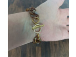 Bracelet gros maillons marron/beige 19mm