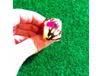 Bague rose marbrée en ivoire végétal