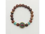 Bracelet jaspe rouge/turquoise, perle tibétaine