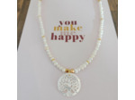 Collier en perles d'eau douce et arbre de vie nacre
