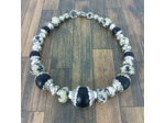 Bracelet agate noire et jaspe dalmatien