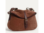Bleu de Chauffe Sac Musette XS Cuir Velours Marron Rubis