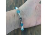 Bracelet en perles de culture et toupies Swarovski bleu