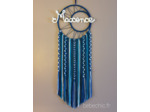 Attrape rêves prénom personnalisable, bleu pétrole,  bleu roi, blanc