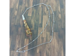 Pendentif orgonite pendule agate orange/œil de tigre/feuilles d'or