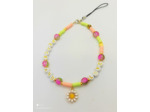 Bijou de portable blanc/rose/doré "PEACE AND LOVE"