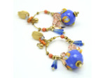 Boucles d'oreilles créoles pampilles verre de Murano bleues Sillage