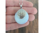 Pendentif opale blanc/fleur de vie