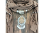 Foulard coton beige pendentif beige