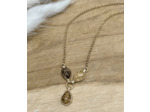 COLLIER ARGENT DORÉ AMBRE MULTICOLORE