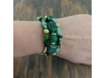 Bracelet multi-rangs vert/marron/doré