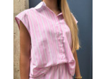 CHEMISE RAYÉE ROSE SANS MANCHES
