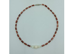 Tour de cou nacre rouge/blanc