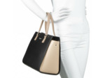 Lancaster Smooth Sac Porté Main 437-04 Noir Noir-Nude Clair-Nude Fonce