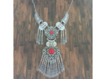 Gros collier argenté/rouge