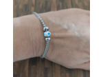 Bracelet œil porte bonheur en acier inoxydable argenté