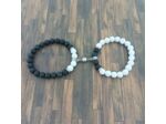 Bracelets de couple pierre de lave blanc/noir