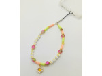Bijou de portable blanc/rose/doré "PEACE AND LOVE"
