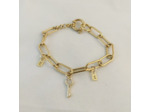 Bracelet grosse chaîne doré clé/cadenas
