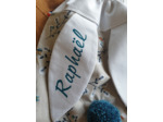 Sac à dos Pochon pour enfant, modèle blanc et indigo, petites souris