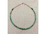 Collier homme ou femme pierres naturelles bleu cyan/œil de tigre/greige