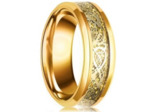 Bague homme incrustation en acier inoxydable doré