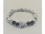 Bracelet Howlite/agate noire givrée argenté cœur