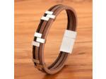 Bracelet tendance en cuir véritable marron 16