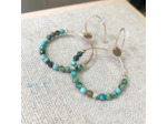 Boucles d'oreilles façon créoles en gold filled, pierres gemmes jaspe africain