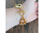 Bracelet gros maillons 32mm doré/martelet