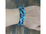 Bracelet gros maillons bleu/bleu ciel argenté 22mm