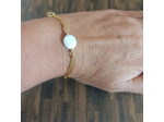 Bracelet nacre rond et acier inoxydable doré