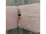 Bracelet en perles naturelles et Miyuki orange/noir/argenté