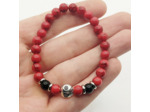 Bracelet enfant jade rouge/obsidienne/coccinelle
