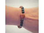 Bracelet pierre de sable doré/bleu cœur