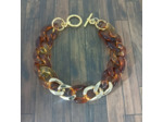 Bracelet gros maillons topaze/doré 19mm