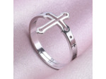 Bague croix doré ou argenté en acier inoxydable