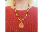 Collier aventurine orange/agate/perles de nacre colorées