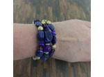 Bracelet multi-rangs violet/marron/doré