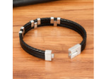 Bracelet tendance en cuir véritable noir 12